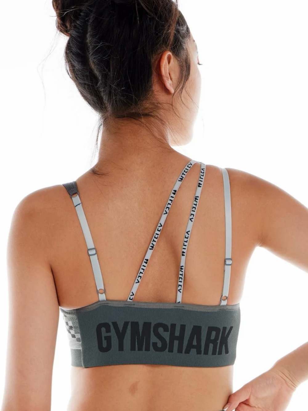 Gymshark Ribbed Dark Charcoal and Light Gray Sports Bralette - Picture 6 of 8